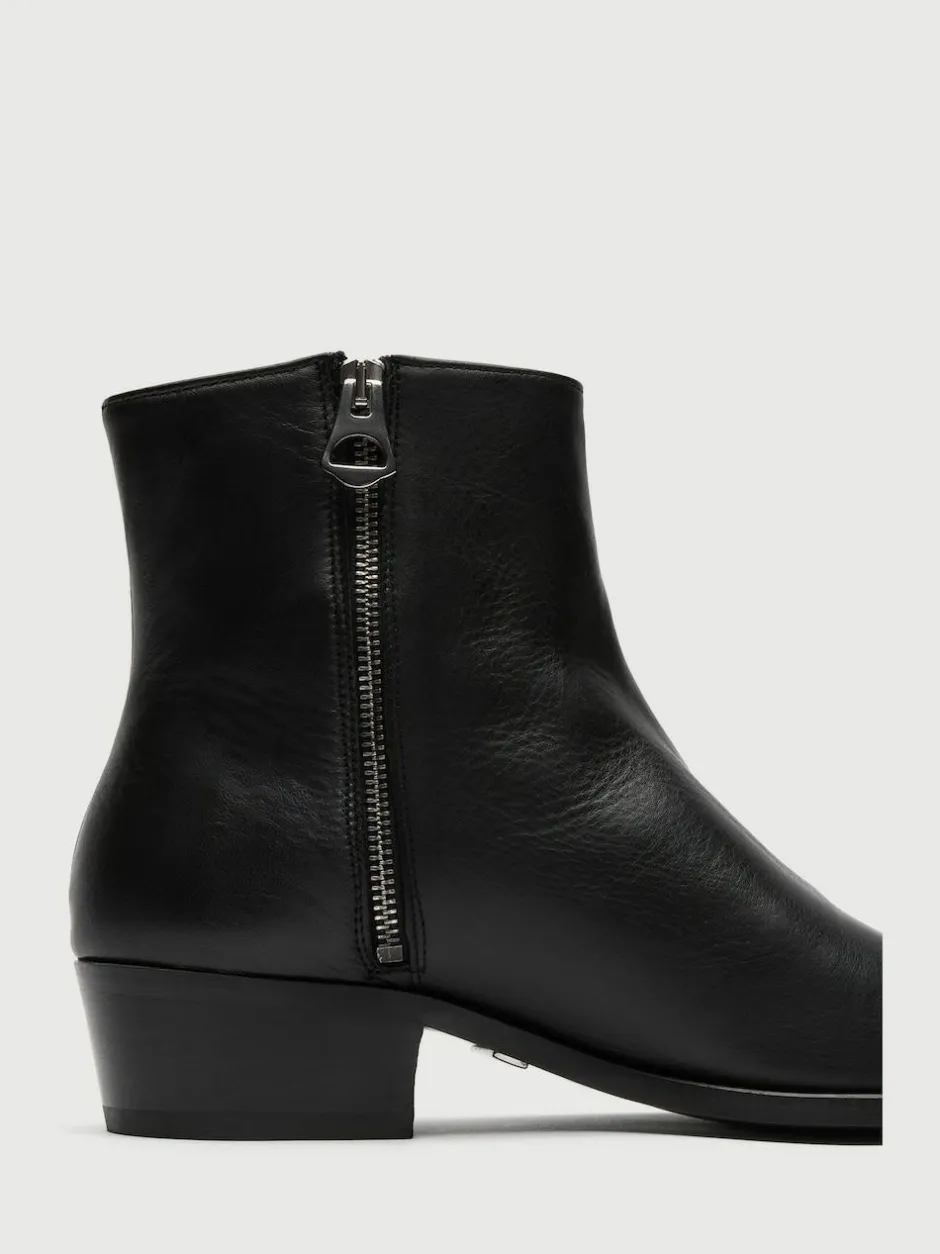 Walk London Black Leather Hoxton Zip Boots Clearance