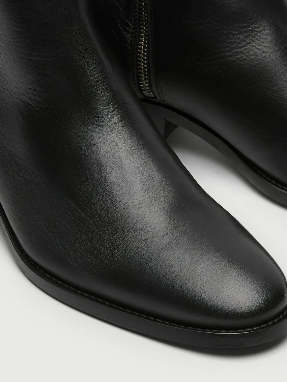 Walk London Black Leather Hoxton Zip Boots Clearance