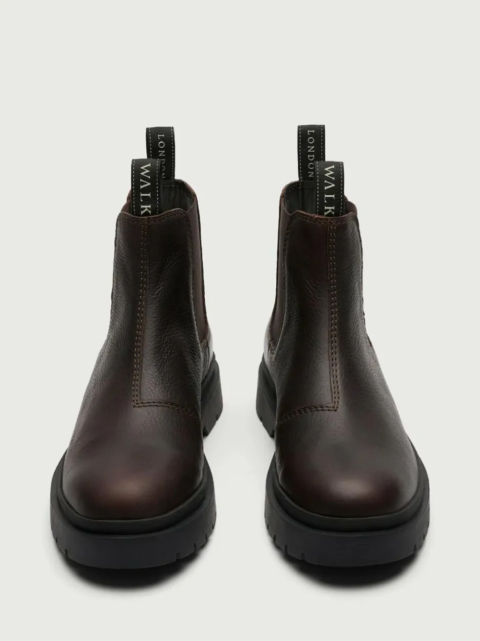 Walk London Brown Leather Callum Seam Chelsea Boots Online