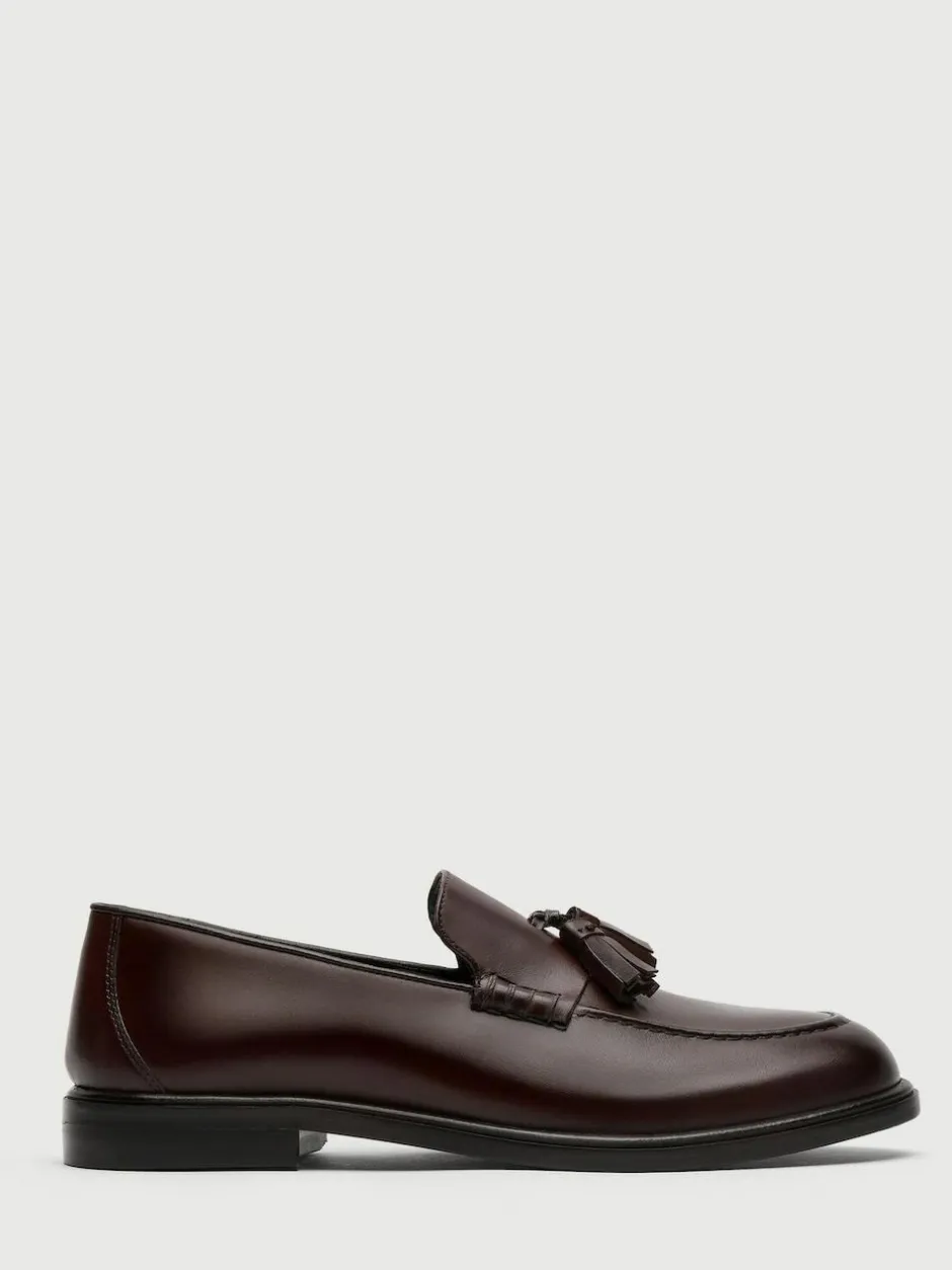 Walk London Brown Leather Putney Tassel Loafers Online