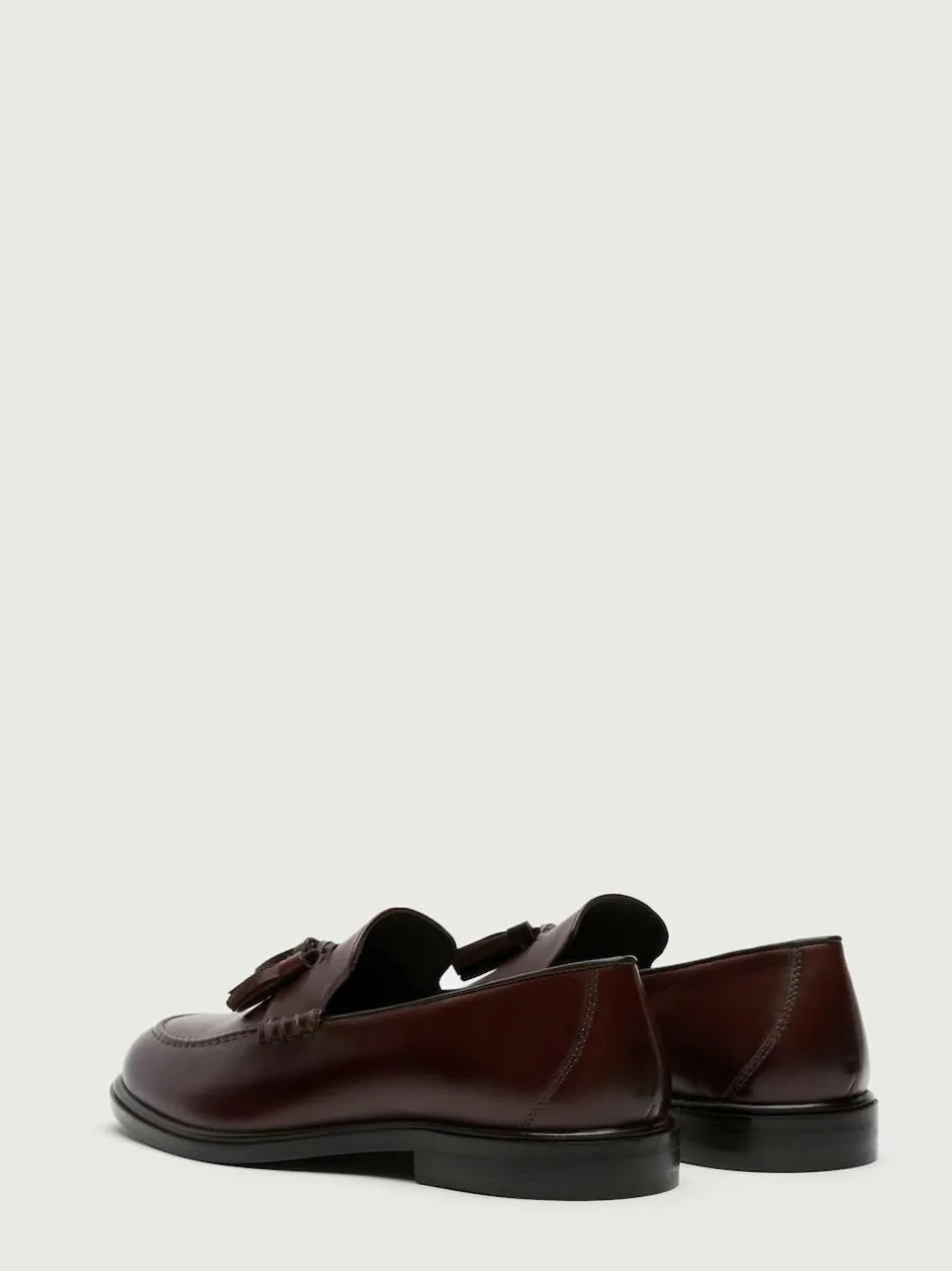 Walk London Brown Leather Putney Tassel Loafers Online