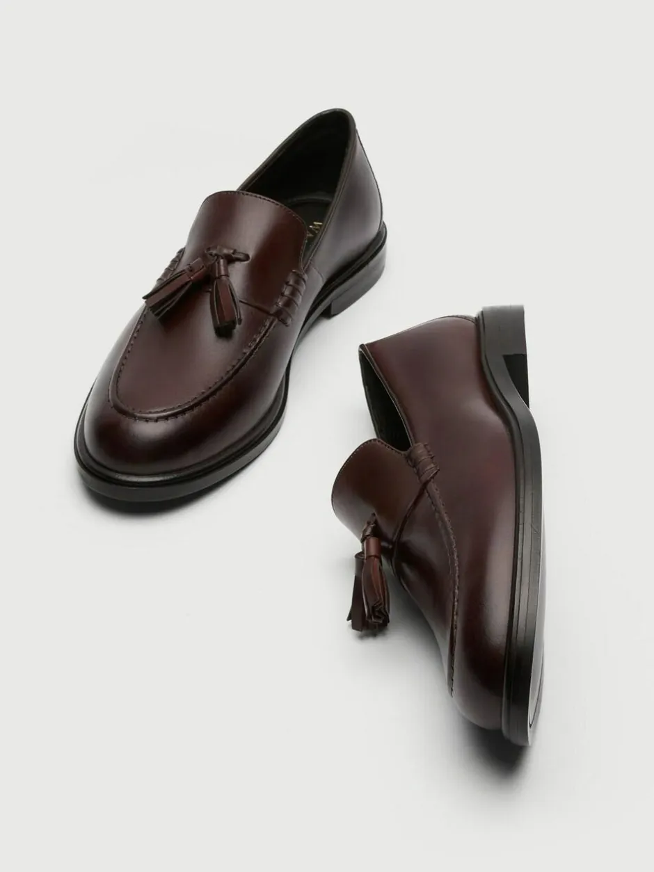 Walk London Brown Leather Putney Tassel Loafers Online