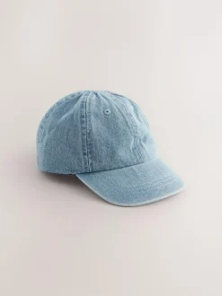 Next Washed Blue Denim 100% Cotton Baseball Cap Hat (1-16yrs) New