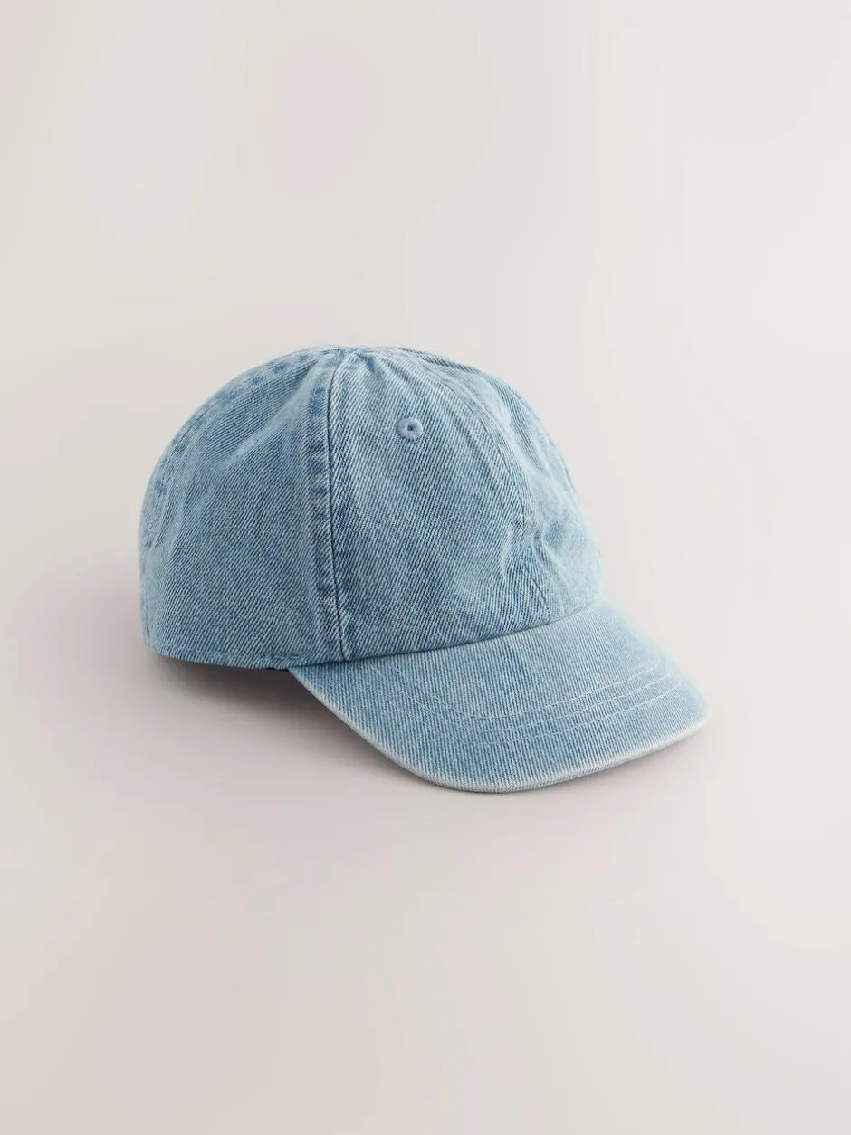 Next Washed Blue Denim 100% Cotton Baseball Cap Hat (1-16yrs) New