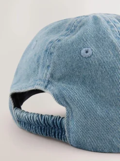 Next Washed Blue Denim 100% Cotton Baseball Cap Hat (1-16yrs) New