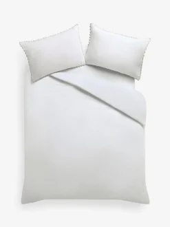 Next White 100% Cotton Ric Rac Scallop Edge Duvet Cover and Pillowcase Set Best