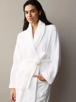 Next 100% Cotton Towelling Dressing Gown White