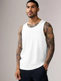 Next 100% Cotton Vests 4 Pack White Clearance