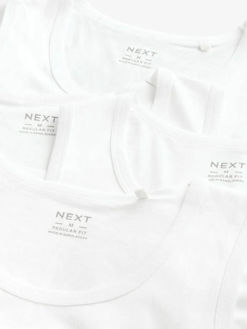Next 100% Cotton Vests 4 Pack White Clearance