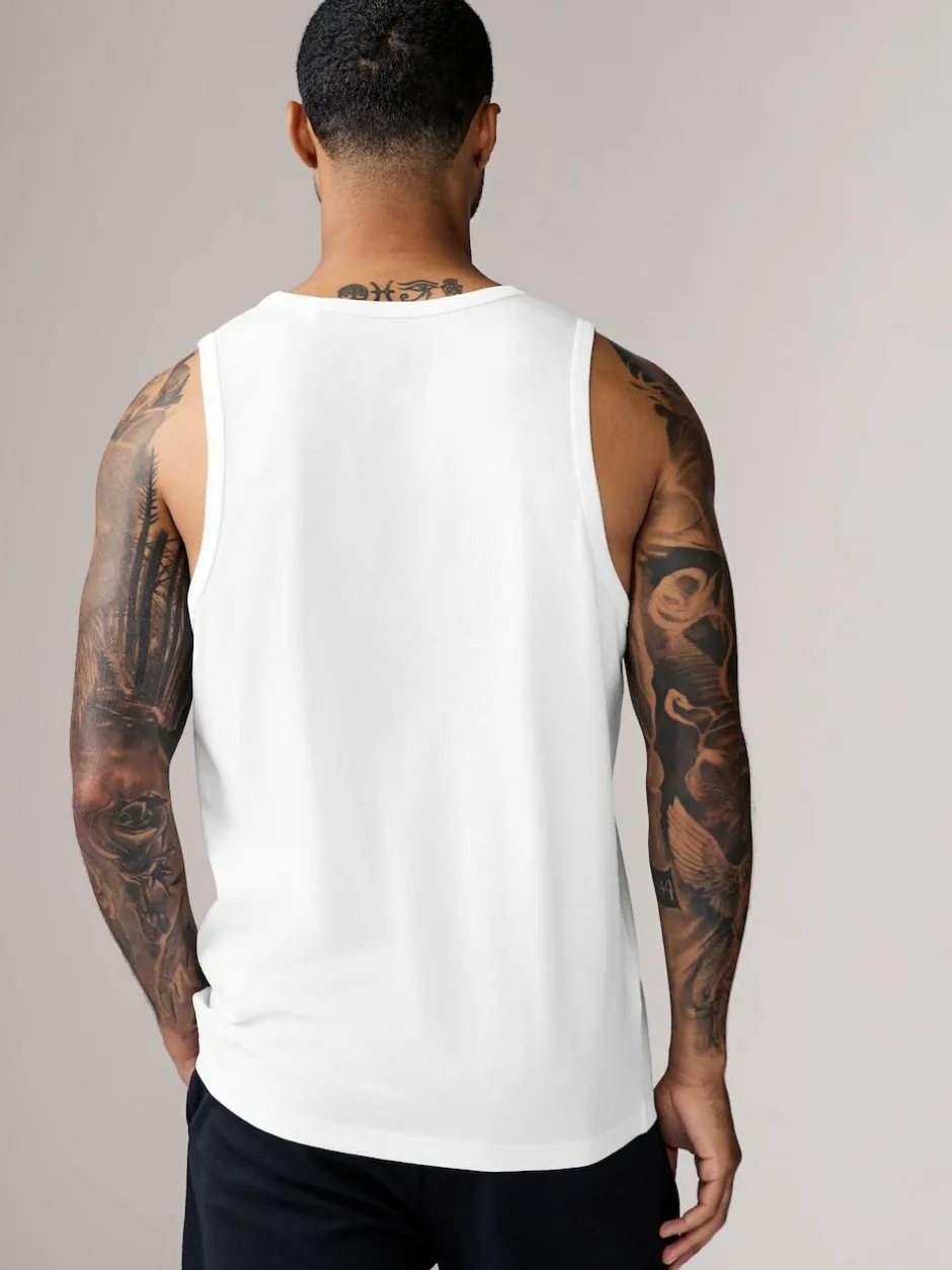 Next 100% Cotton Vests 4 Pack White Clearance