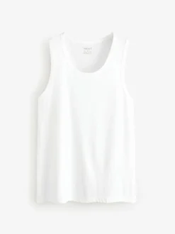 Next 100% Cotton Vests 4 Pack White Clearance