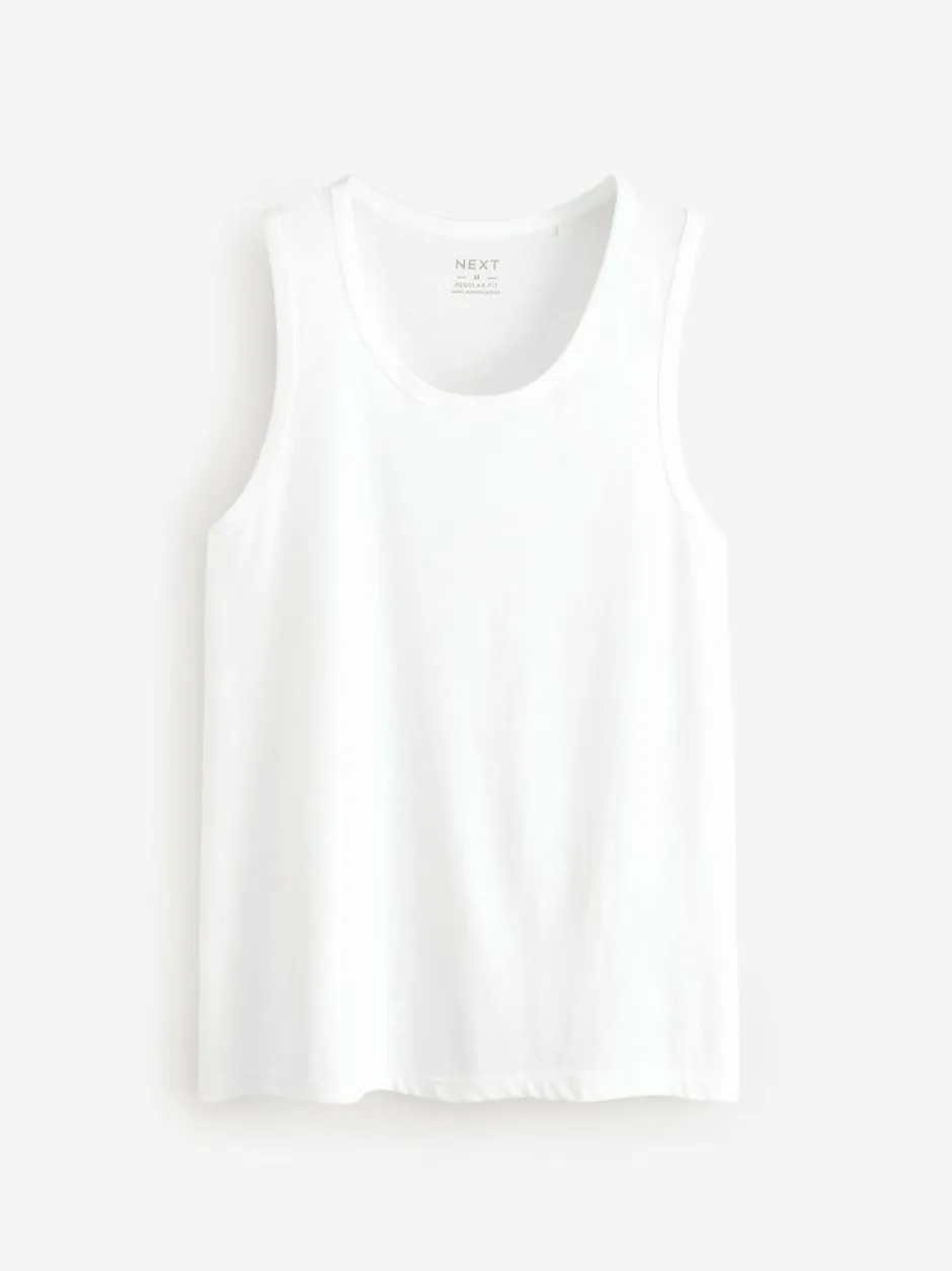 Next 100% Cotton Vests 4 Pack White Clearance
