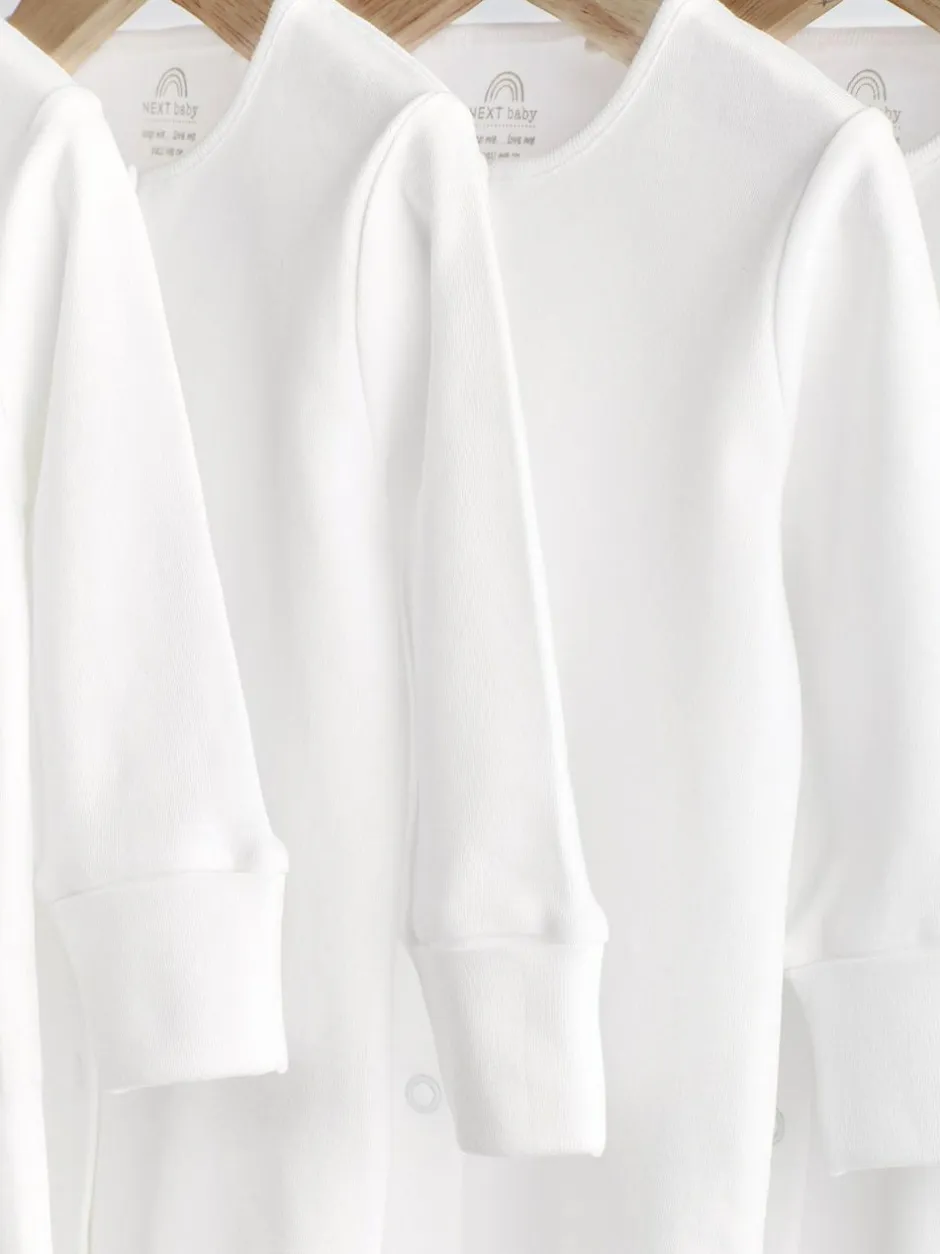 Next White 5 Pack 100% Cotton Baby Sleepsuits (0-18mths) Hot