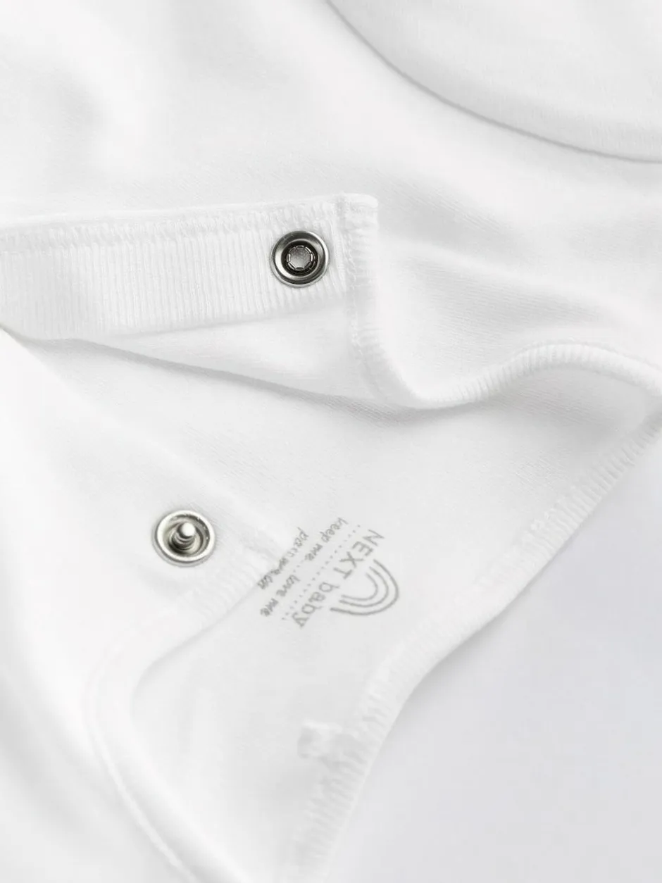 Next White 5 Pack 100% Cotton Baby Sleepsuits (0-18mths) Hot