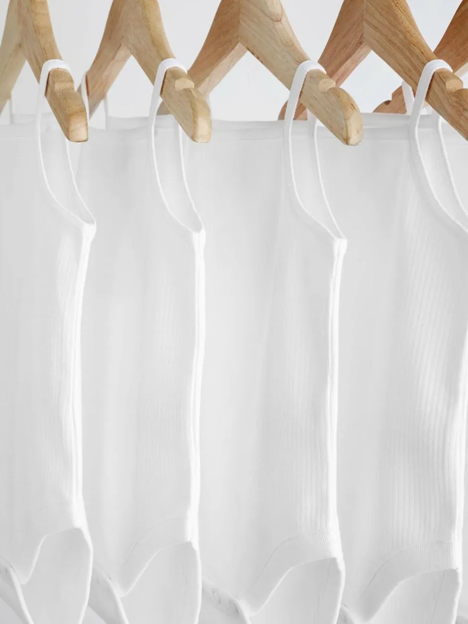 Next White 5 Pack Baby Strappy Bodysuits Hot