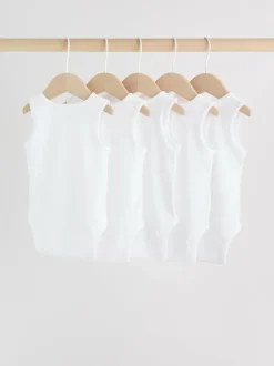 Next White 5 Pack Baby Vest Bodysuits Discount