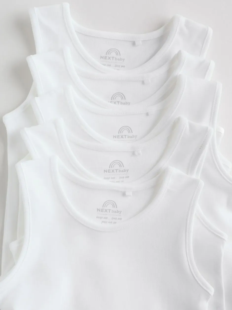 Next White 5 Pack Baby Vest Bodysuits Discount