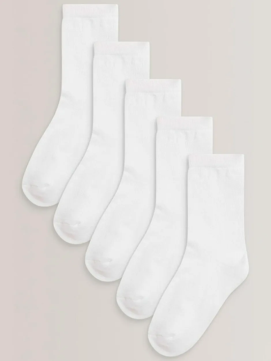 Next 5 Pack Cotton Rich Cushioned Sole Ankle Socks White New