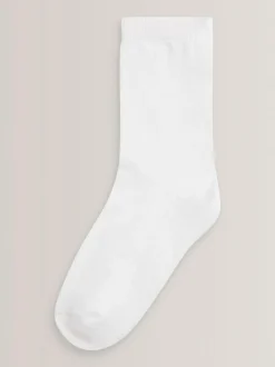 Next 5 Pack Cotton Rich Cushioned Sole Ankle Socks White New