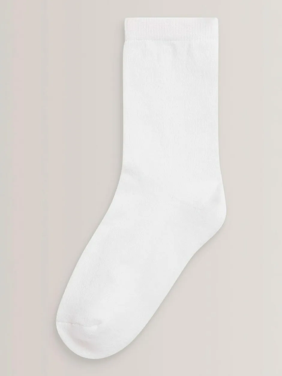 Next 5 Pack Cotton Rich Cushioned Sole Ankle Socks White New