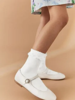 Next White 2 Pack Cotton Rich Heart Ruffle Ankle Socks Online