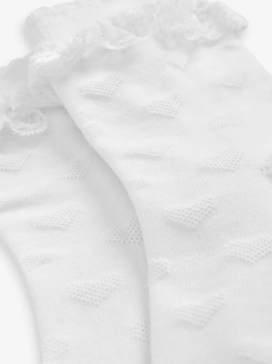 Next White 2 Pack Cotton Rich Heart Ruffle Ankle Socks Online