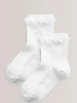 Next 2 Pack Cotton Rich Ruffle Ankle Socks White Best