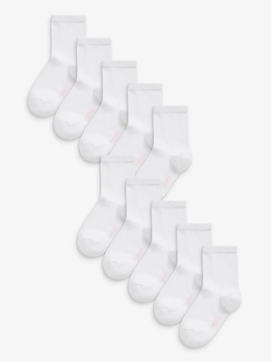 Next 10 Pack Cotton Rich School Ankle Socks White Best