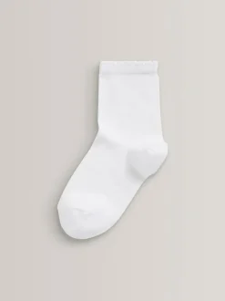 Next 5 Pack Cotton Rich School Ankle Socks White Clearance
