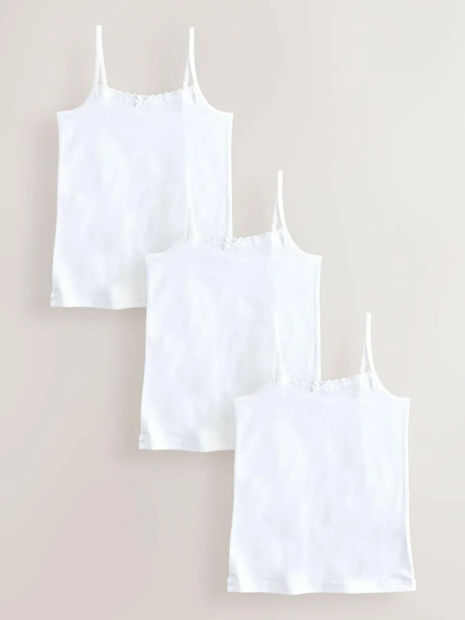 Next White 3 Pack Elastic Strappy Cami Vests (1.5-16yrs) Hot