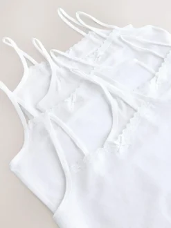 Next White 5 Pack Elastic Strappy Cami Vests (1.5-16yrs) New