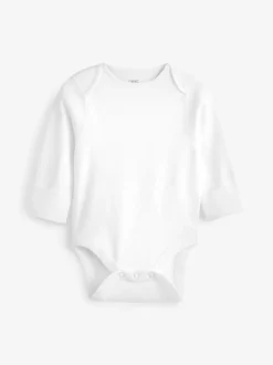 Next White 3 Pack Kind To Skin Long Sleeve Baby Bodysuits