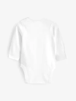 Next White 3 Pack Kind To Skin Long Sleeve Baby Bodysuits