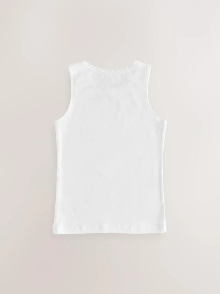 Next White 3 Pack Lace Trim Vest (1.5-16yrs) Hot