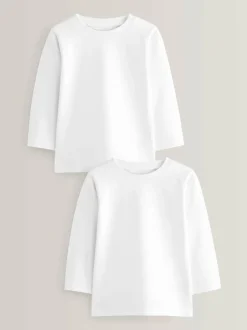 Next 2 Pack Long Sleeve T-Shirts (3mths-7yrs) White Discount