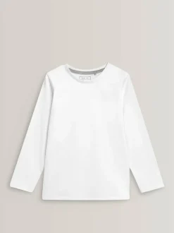 Next 2 Pack Long Sleeve T-Shirts (3-16yrs) White New