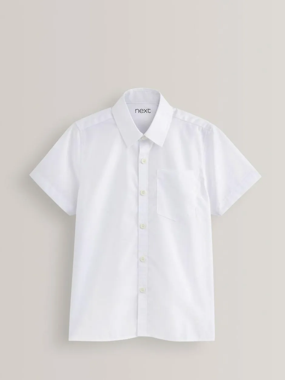 Next White 2 Pack Short Sleeve Stretch School Shirts (3-16yrs)
