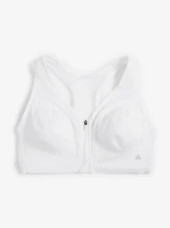 Next B-GG Active Sports High Impact Dry Tech Zip Front Bra White Hot