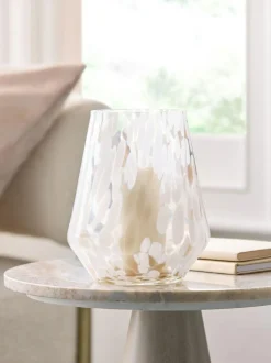 Next White Confetti Glass Candle Holder Hurricane Online