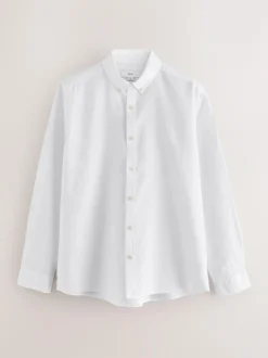 Next Cotton Linen Blend Long Sleeve Shirt White Discount