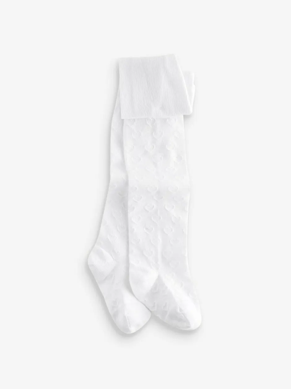 Next Cotton Rich Textured Heart Tights White Discount