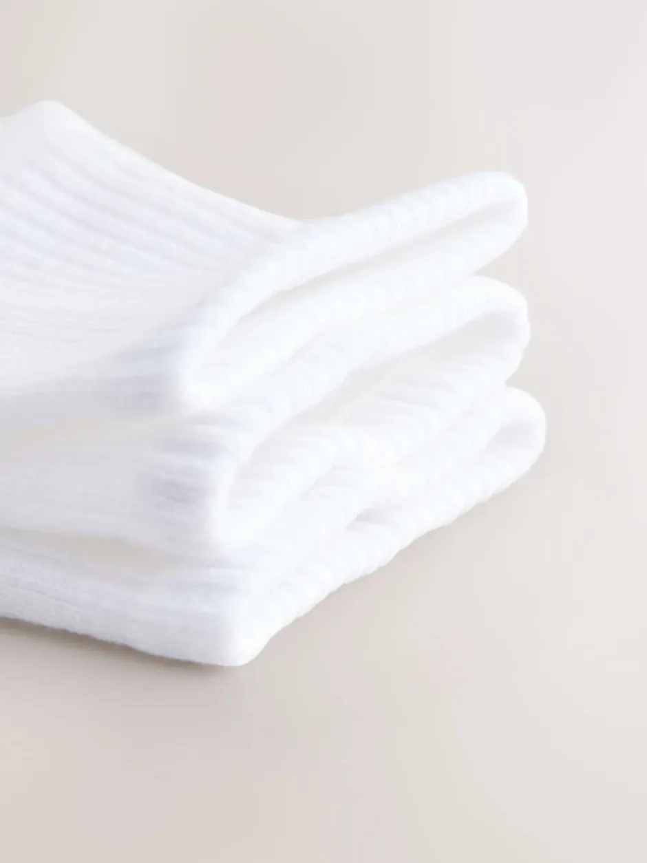 Next Cushion Sole Ribbed Sport Cropped Ankle Socks 3 Pack With Arch Support White Discount