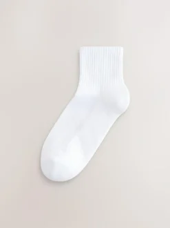 Next Cushion Sole Ribbed Sport Cropped Ankle Socks 3 Pack With Arch Support White Discount