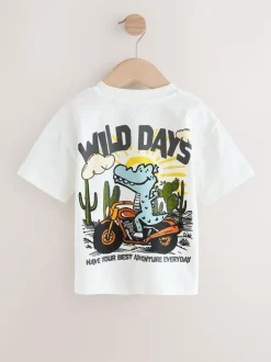 Next White Dinosaur Oversized Short Sleeve Back Print T-Shirt (3mths-7yrs) Outlet