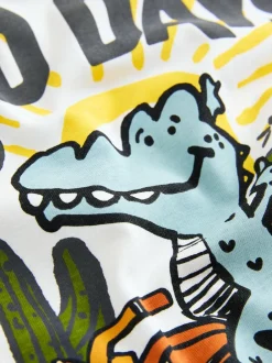 Next White Dinosaur Oversized Short Sleeve Back Print T-Shirt (3mths-7yrs) Outlet