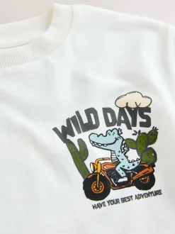 Next White Dinosaur Oversized Short Sleeve Back Print T-Shirt (3mths-7yrs) Outlet
