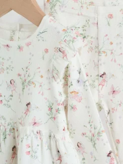 Next White Fairy Long Sleeve Frill Top And Leggings Baby 2 Piece Set (0mths-2yrs) New