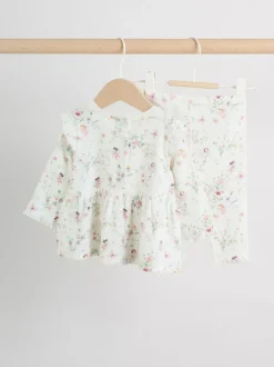 Next White Fairy Long Sleeve Frill Top And Leggings Baby 2 Piece Set (0mths-2yrs) New