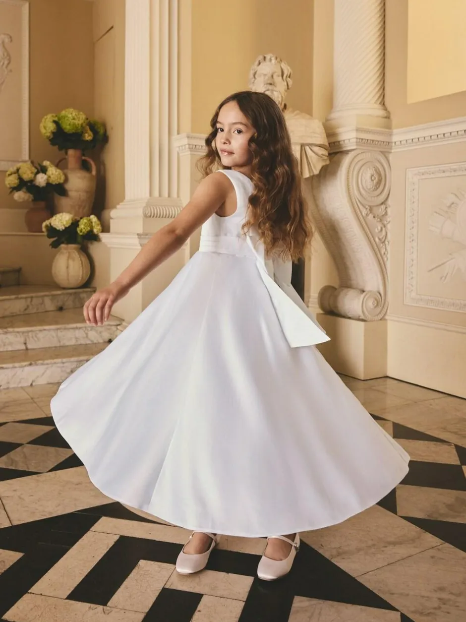 Next White Flower Girl Bow Dress (6-13yrs)