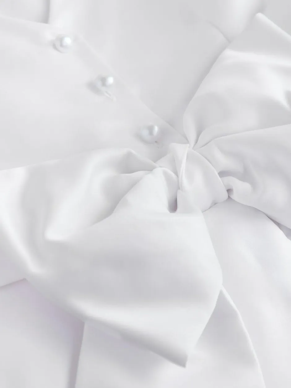 Next White Flower Girl Bow Dress (6-13yrs)